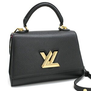 Louis Vuitton Twist Handle Handbag Taurillon Leather Black LV Lock